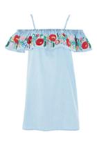 Topshop Petite Tiered Embroidered Dress
