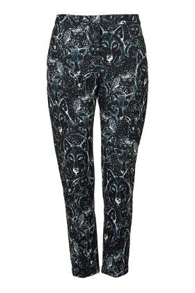 Topshop Wolf Print Cigarette Trouser