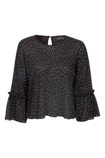 Topshop Petite Spot Pleat Trumpet Top