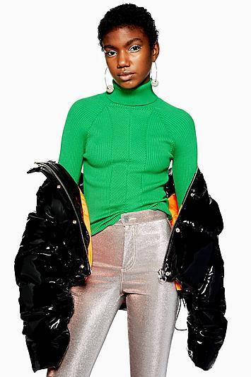 Topshop Turn Back Cuff Roll Neck Jumper