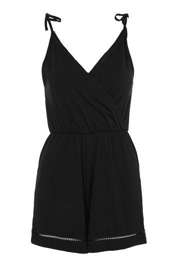 Topshop Petite Wrap Trim Playsuit