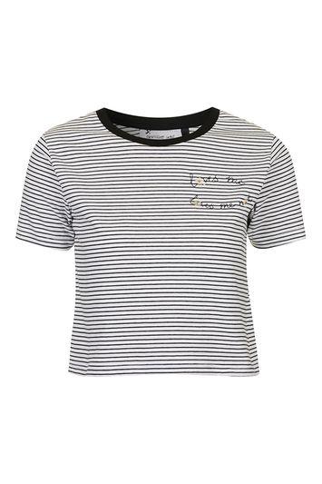 Topshop Daisy Embroidered Stripe Tee By Tee And Cake