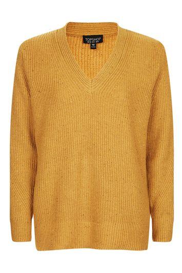 Topshop Fisherman Ribbed V-neck Jumper