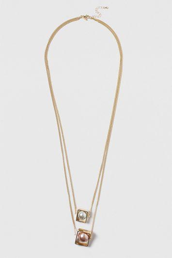 Topshop Square Pearl Pendant Necklace