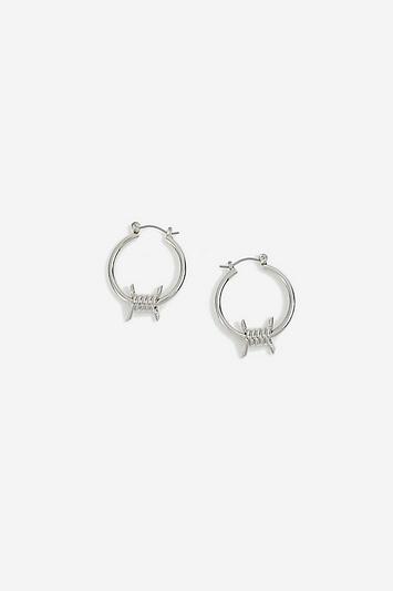 Topshop Small Silver Barbed Wire Hoop Earrings