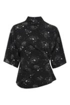 Topshop Origami Star Print Tuck Neck Blouse
