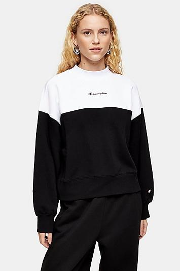 Topshop Black And White Sweatshirt By Champion