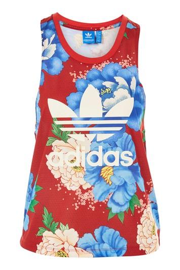Topshop Floral Trefoil Tank Top By Adidas Originals