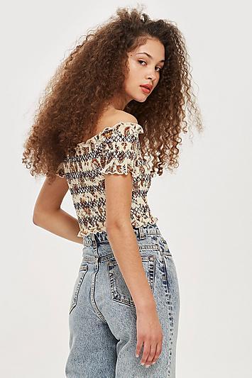 Topshop Trailing Flower Bardot Top