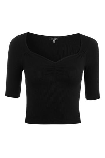 Topshop Short Sleeve Sweetheart Neck Crop T-shirt