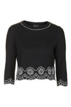Topshop Petal Embroidered Top