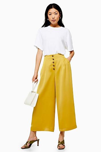 Topshop Satin Crop Wide Leg Trousers