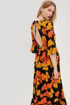 Topshop Bold Floral Print Midi Dress
