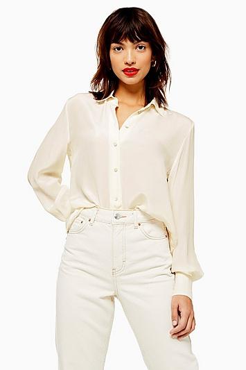 Topshop Ivory Silk Shirt
