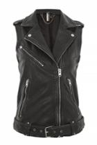 Topshop Sleeveless Leather Biker Jacket