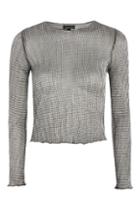 Topshop Chainmail Long Sleeve Top With Lettuce Hem