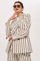 Topshop Striped Double Breasted Blazer