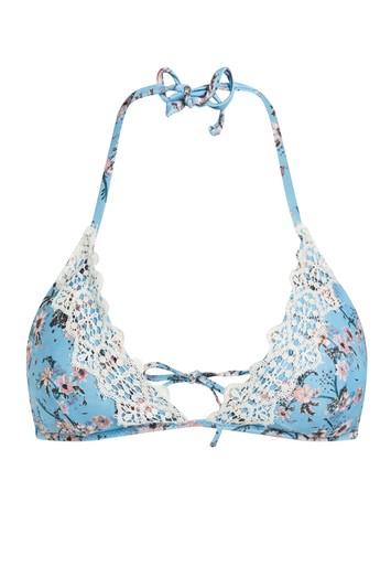 Topshop Ditsy Lace Trim Triangle Bikini Top
