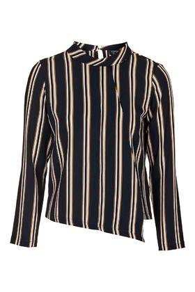 Topshop Striped Fold Roll Neck Blouse