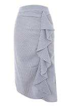 Topshop Stripe Ruffle Midi Skirt