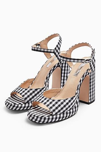 Topshop Reno 90's Gingham Platform Heels Sandals