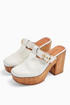 Topshop Genoa Leather Off White Mule Clogs