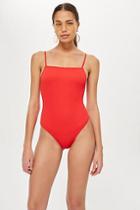 Topshop Ribbed Straight Neck Swimsuit