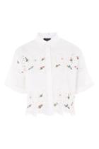 Topshop Petite Embroidered Cutwork Shirt