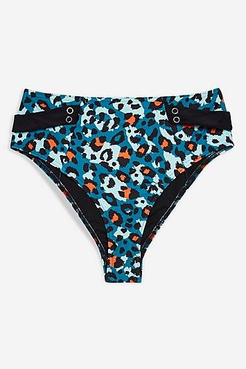 Topshop High Waisted Animal Bikini Bottoms