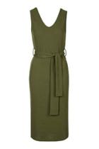 Topshop Belted Ribbed Midi Dress