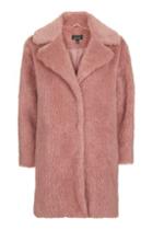 Topshop Pink Casual Faux Fur Coat