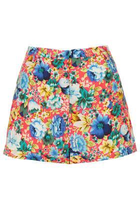 Topshop Fluro Floral Print Shorts
