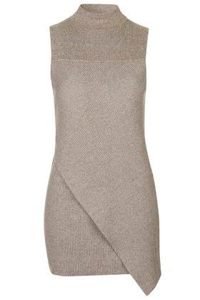 Topshop Two-tone Asymmetric Ribbed Top