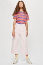 Topshop Pink Cropped Wid Leg Jeans