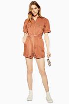 Topshop Coral Utility Belted Playsuit