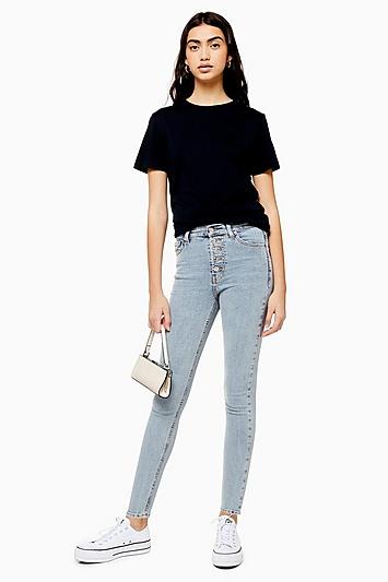 Topshop Bleach Button Fly Jamie Jeans