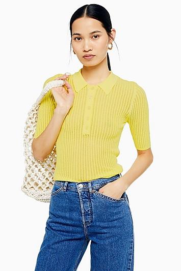 Yas *yellow Polo Knit T-shirt By Yas