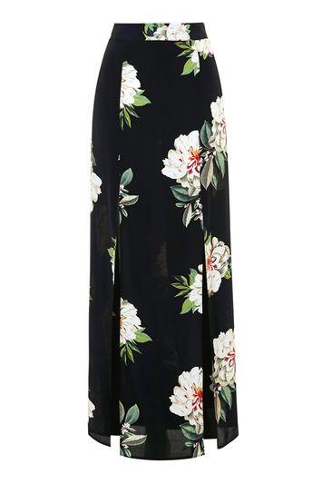 Topshop Floral Print Split Maxi Skirt