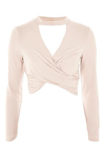 Topshop Petite Choker Twist Front Top