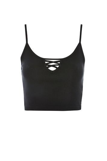 Topshop Petite Lattice Detail Crop Top