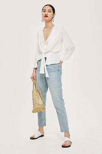 Topshop Asymmetric Tie Blouse