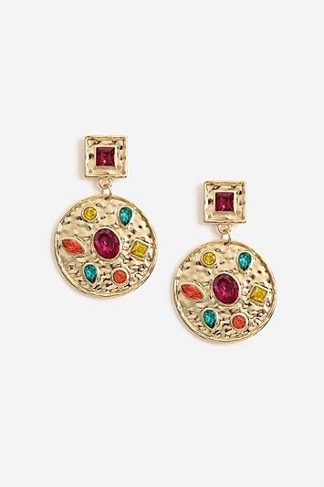 Topshop Stone Set Disc Drop Earrings