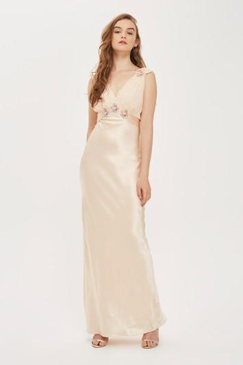 Topshop Silk Embroidered Floral Maxi Dress