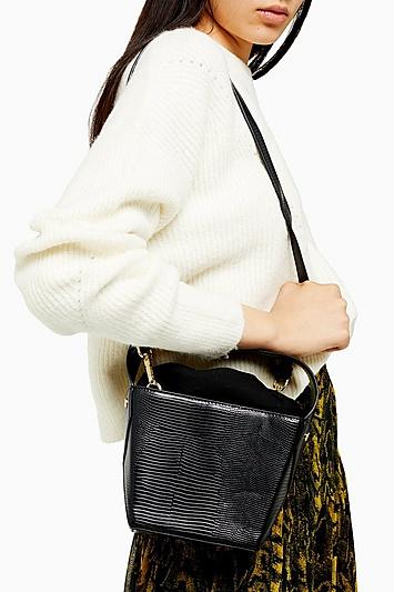 Topshop Sasha Black Boxy Shoulder Bag