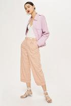 Topshop Check Cropped Wide Leg Trousers