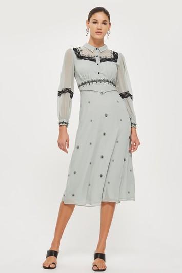 Topshop Western Trim Midi Dress