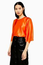 Topshop *orange Silk Batwing Top By Boutique