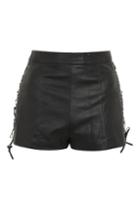 Topshop Lace Up Side Pu Shorts