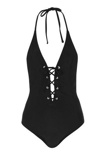 Topshop Lattice Tie Swimsuit