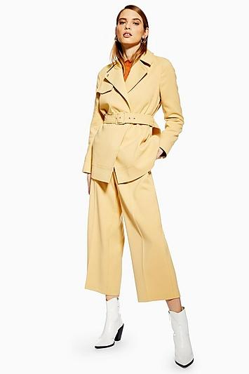 Topshop Bonded Wide Leg Cropped Trousers